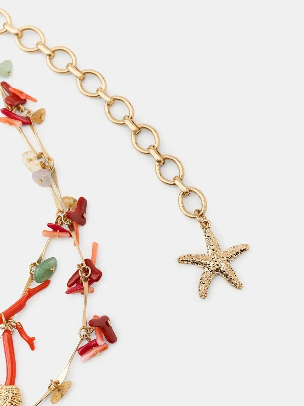 Gold-Tone Red Coral Charm Strand Belt - Women Jewelry